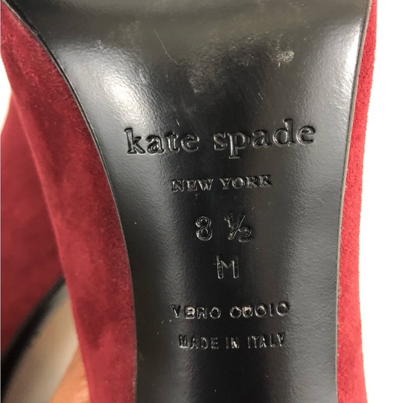 Kate Spade New York Ankle Boots Block Heels Women Maroon Made in Italy Size 8.5 - Picture 8 of 9